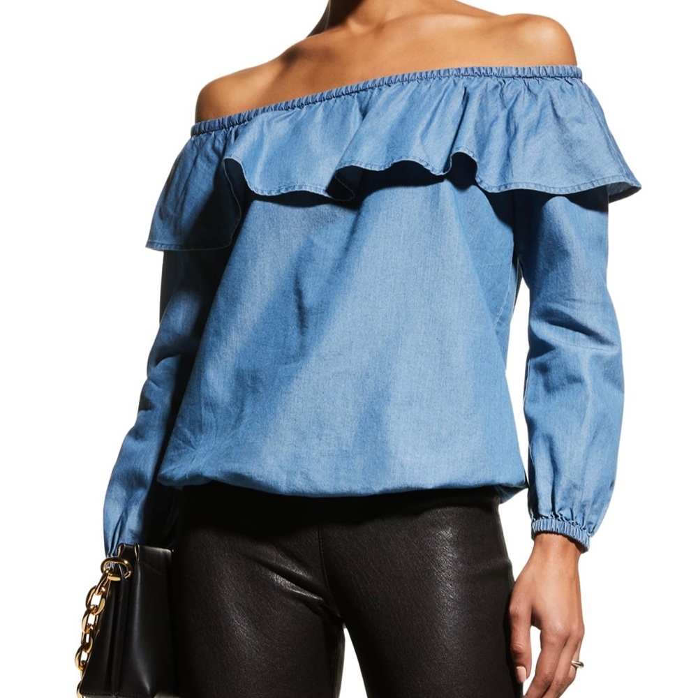 Michael Kors
Off-Shoulder Denim Ruffle Top blue L and XL
